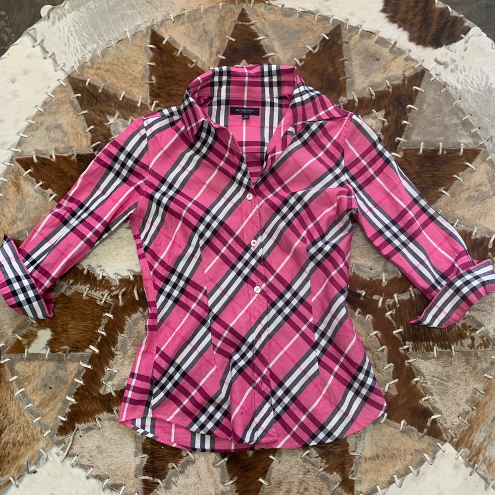 Burberry Pink Plaid Blouse